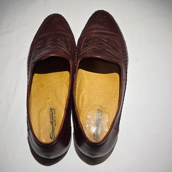 Santoni Leather Woven Loafer Made in Italy Brown - Sz 10.5B US - Picture 8 of 9